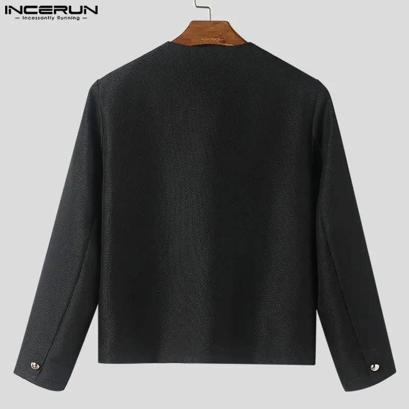 INCERUN Tops 2023 American Style New Men Fashionable Symmetrical Design Solid Blazer Casual Street Long Sleeved Suit Coats S-5XL