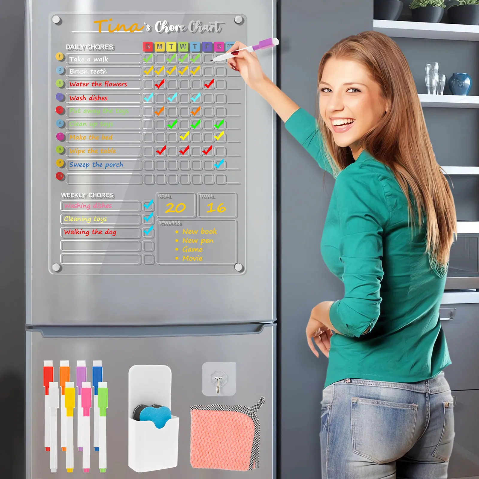 

Магнитная доска для сухого стирания, доска-еженедельник, магнит на холодильник, напоминание, памятка, меню сообщений, акриловый график для домашнего офиса, школы