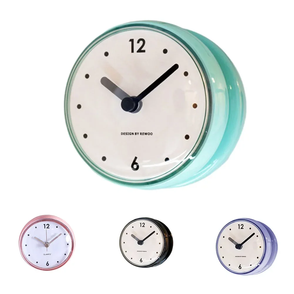 Sucker Wall Clock For Kitchen Sucker Wall Clock Bathroom Wall Clock Pink 75x75mm Anti-Fog Home Decorations for Showers Cooking