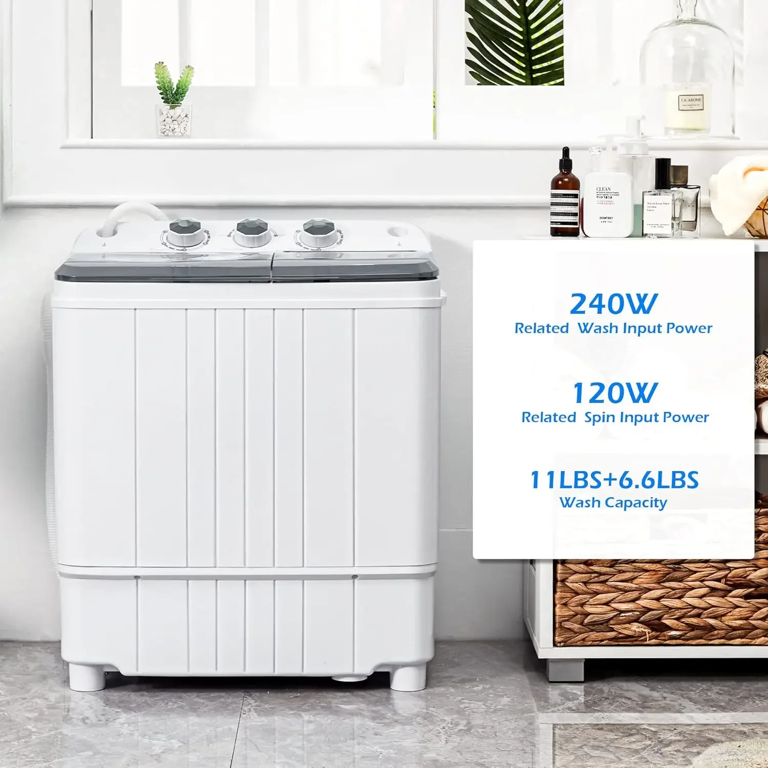 Portable Washer Machine  Capacity Mini Washing Machine 2 in 1 Compact Washer and Dryer Combo Twin Tub Laundry