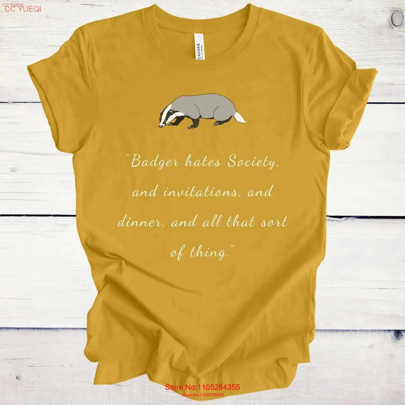 Wind in the Willows T Shirt Badger Hates Society Literary Bookish Quote Introvert Reader Idea vintage Washed Casual Soft homme