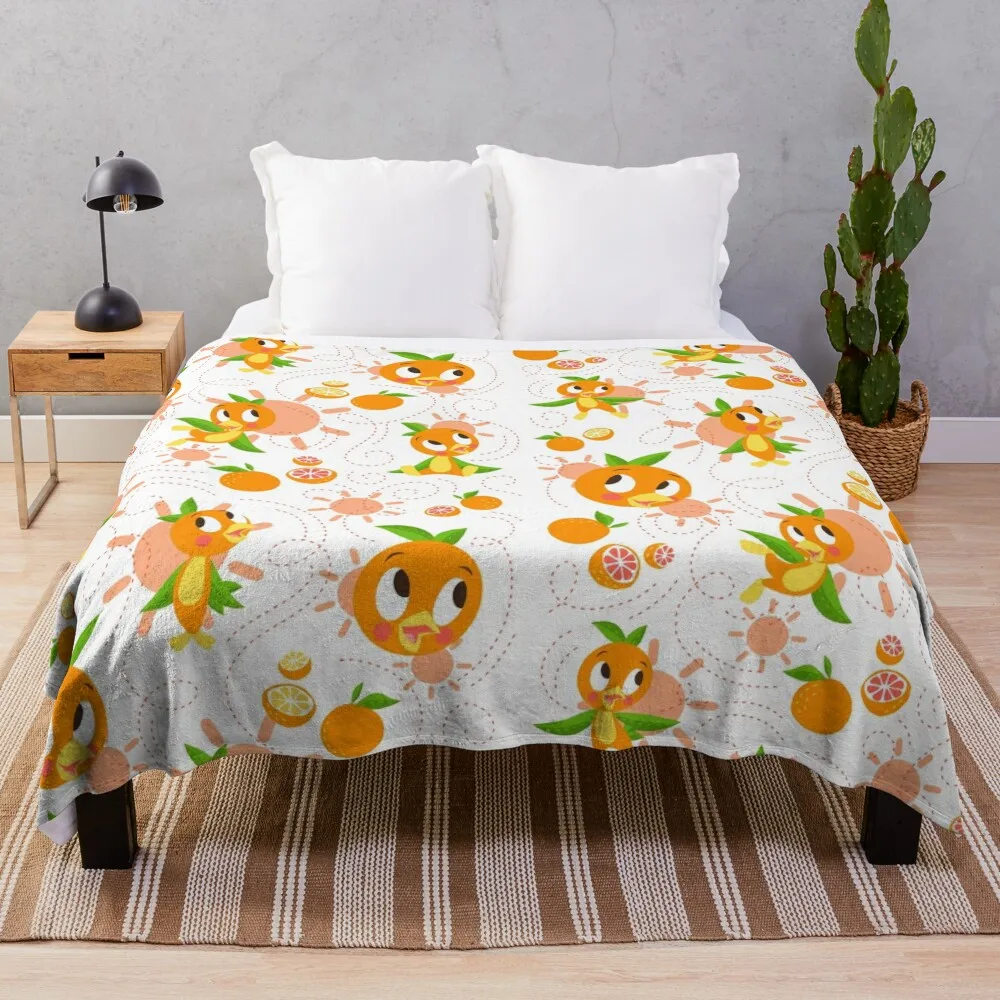 

Hello Sunshine! - Orange Bird (white background) Throw Blanket