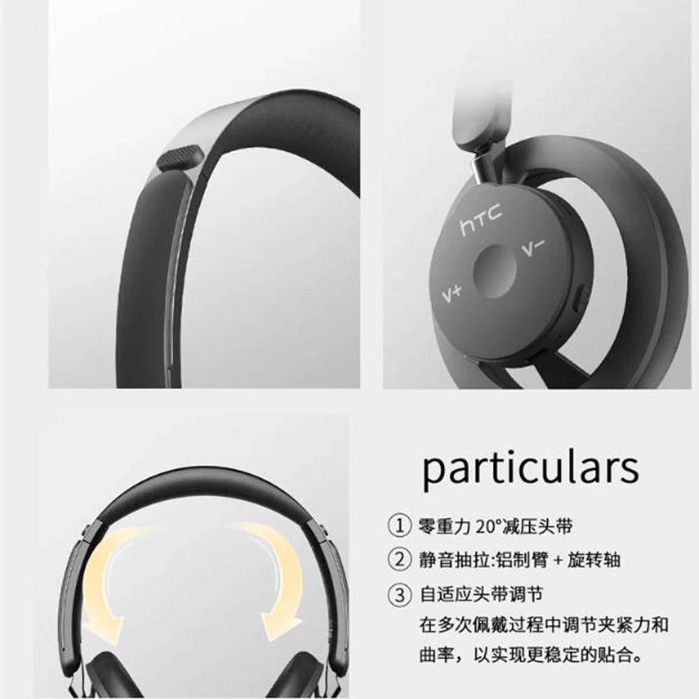 Wysokiej jakości słuchawki bezprzewodowe Bluetooth V6.0 HTC HP06, otwarte, składane, z mocnym basem, do PC, laptopa i telefonu.