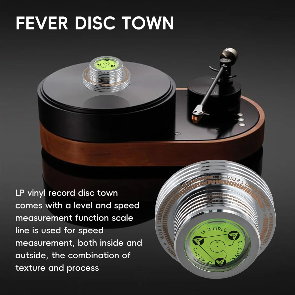 BISM 50Hz LP 비닐 레코드 플레이어 턴테이블 안정기 레벨 무게 클램프(음악 플레이어 실버용 레벨 속도 측정 포함)