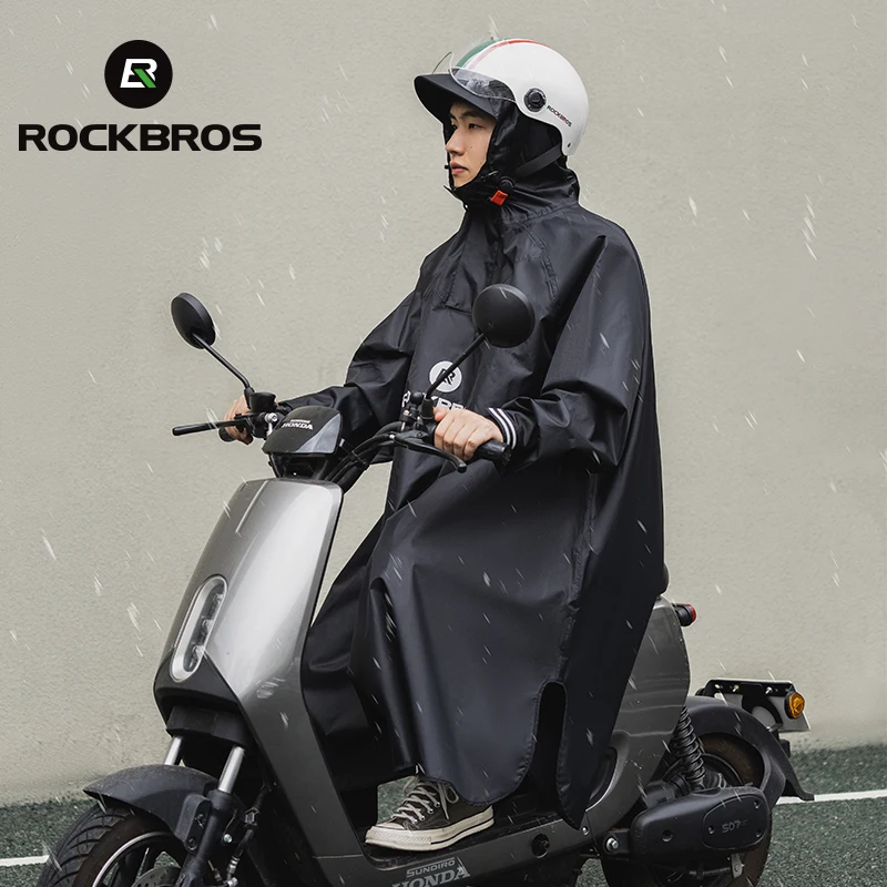 ROCKBROS Electric Scooter Bike Raincoat Heavy Rainproof Poncho With Large Brim Single Rider Rain Cape for E-Bike Motorcycle