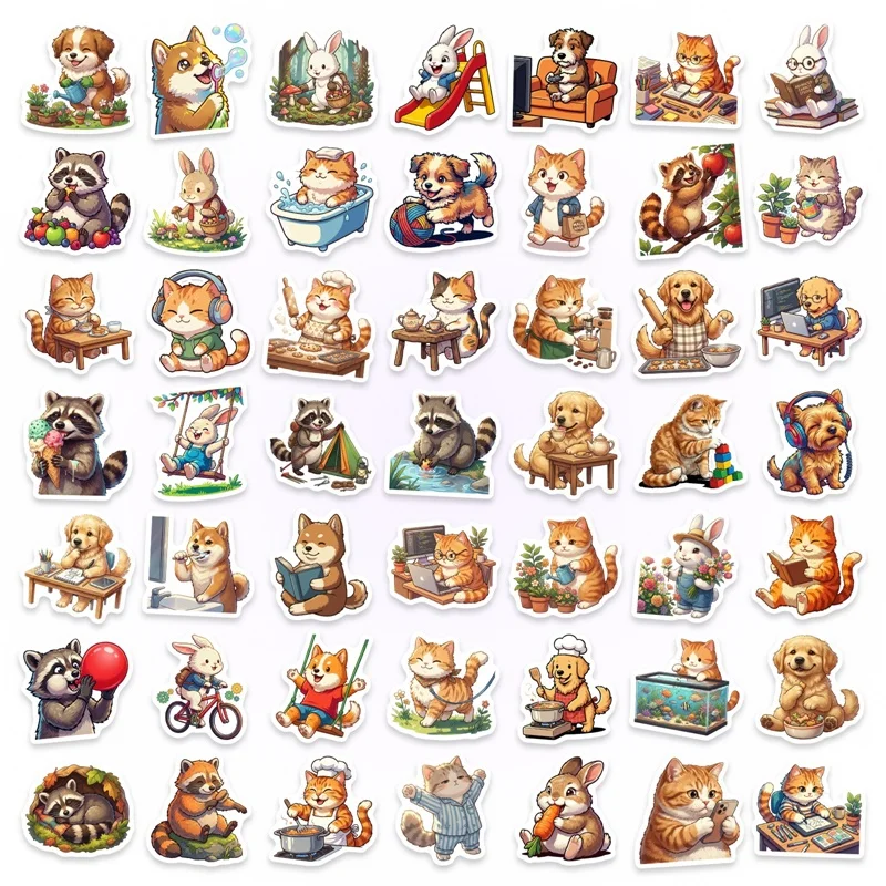 10/30/50PCS Cartoon Fat Orange Cat Sticky PVC Sticker DIY Laptop Luggage Skateboard Decoration Scrapbooking for Kids