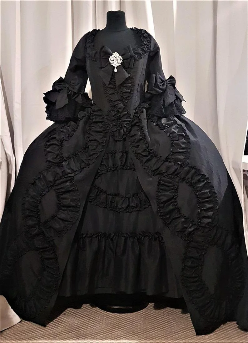 

Women's Black/Blue Rococo Marie Antoinette Gown Dress French Royal Queen Dress 18th Century Dress Gothic Vampire Wedding Dress