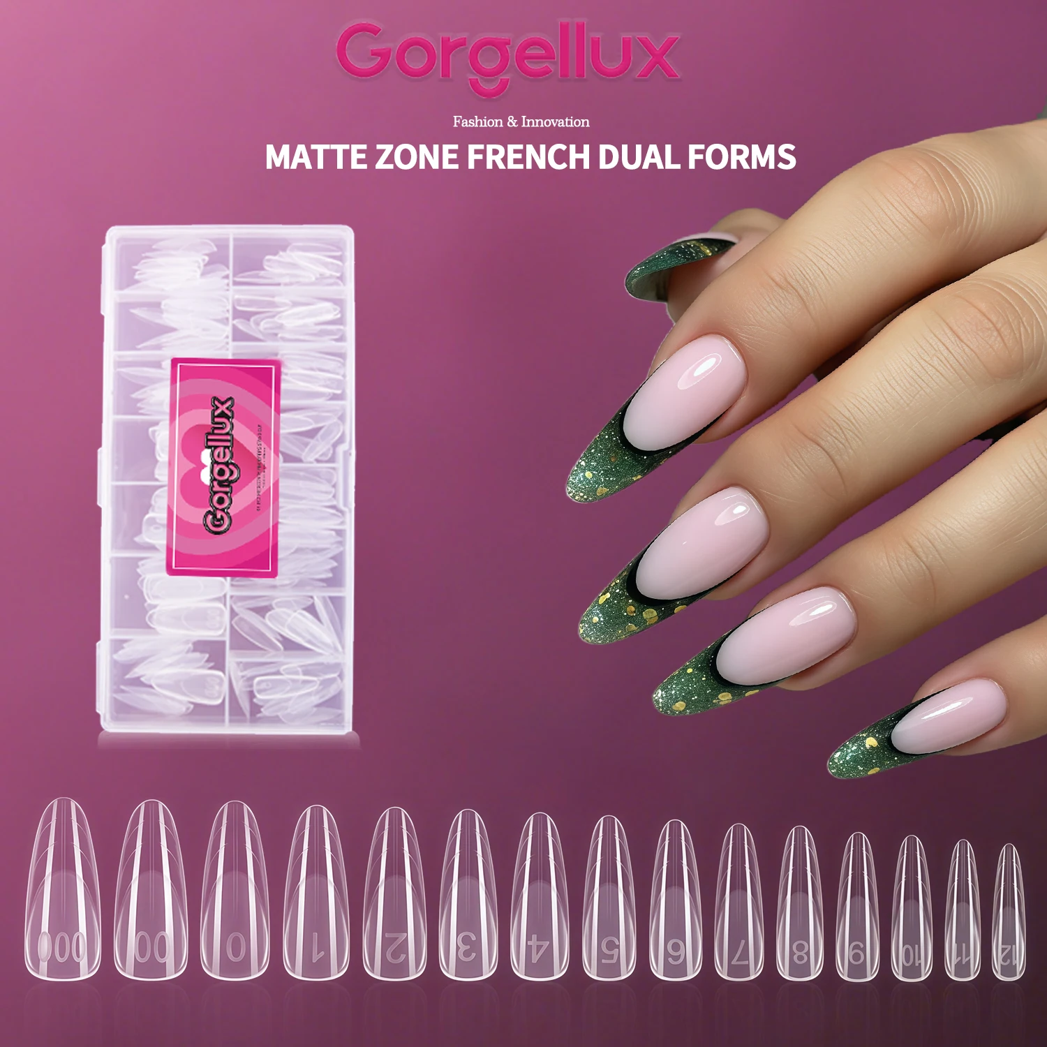 150pcs French Dual Nail Forms 15 Sizes Reusable Ultra Tough Acrylic Gel Nail Extension Mold Professional Salon DIY French Art