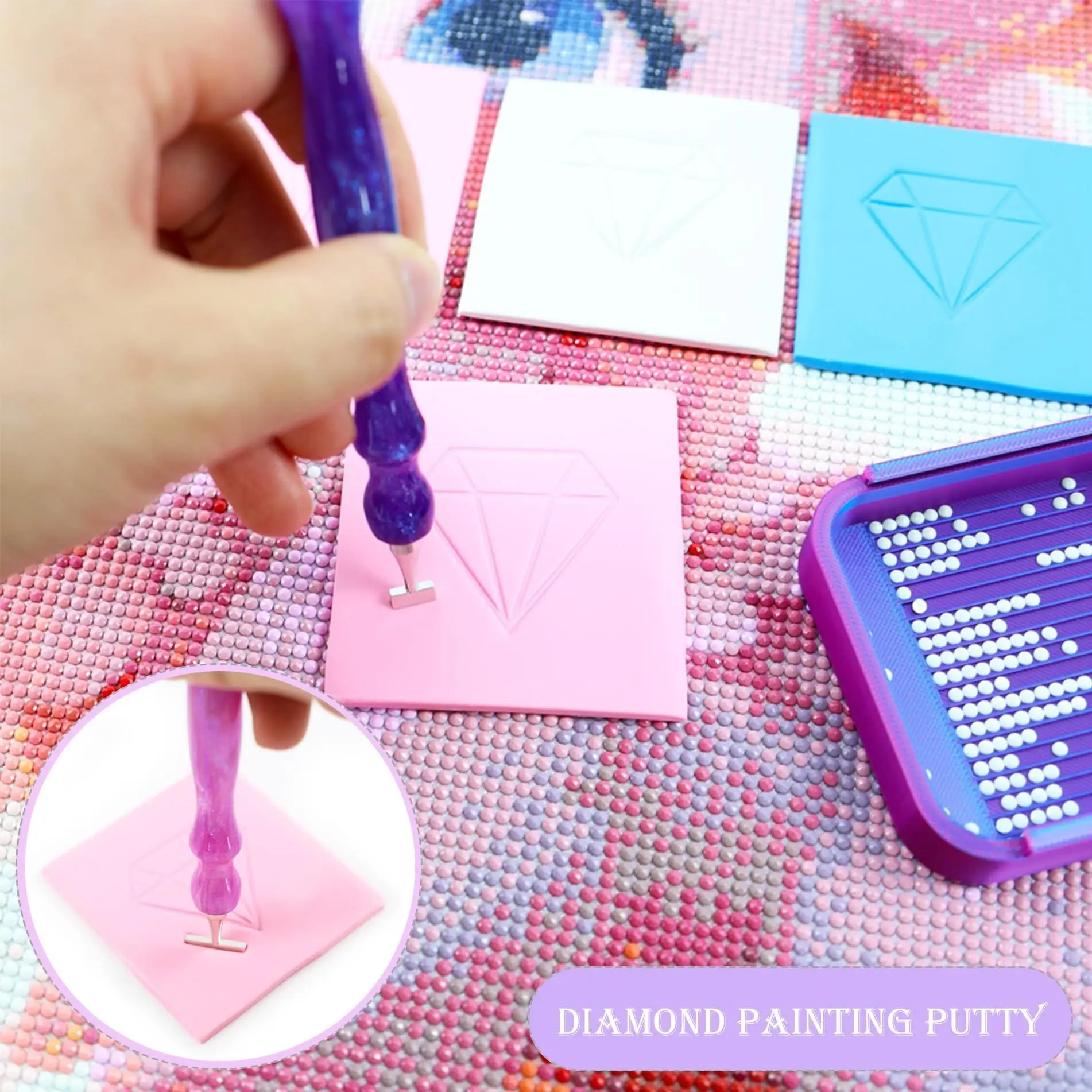 Adult Diamond Painting Kit with Special Long-Lasting Sticky Clay, 4-Piece Set, Strong Adhesive Clay Glue, with Storage Box, Suitable for Diamond Painting Accessories and Tools - view 5