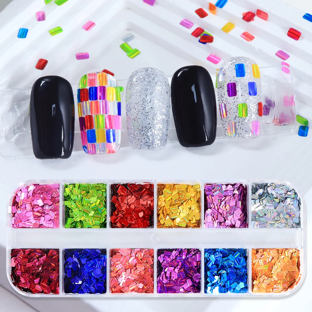 

Holographic Square Resin Sequins Manicure Accessories Laser Glitter Nail Decoration Flakes Korean Japanese Y2k Nail Art Parts