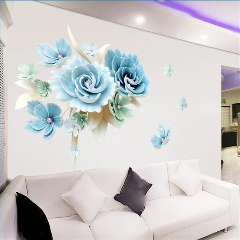 

3D Flower Wall Stickers Living Room TV Background Wall Home Decoration Wallpaper Bedroom Decoration Sticker Self-Adhesive Poster