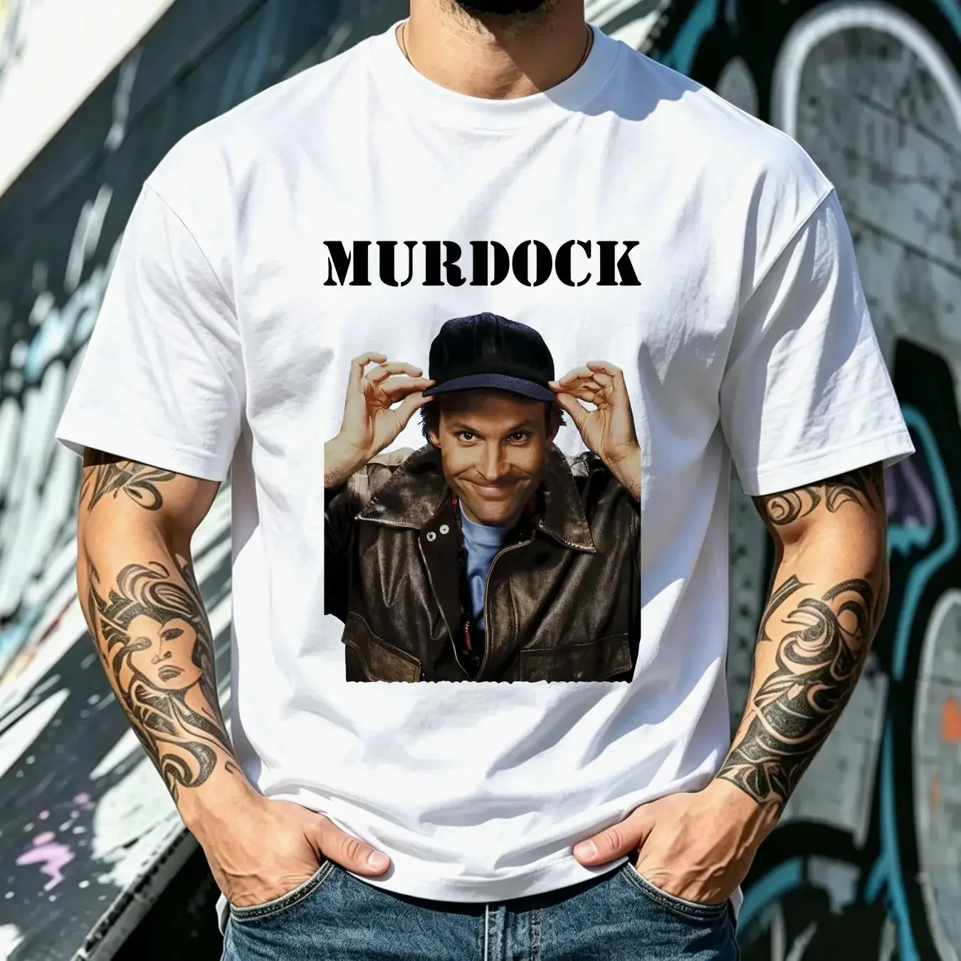 washed T Shirt The A Team Murdock V1 movie 8 colors sizes S 5XL vintage look soft cotton long or short sleeves vintage Washed