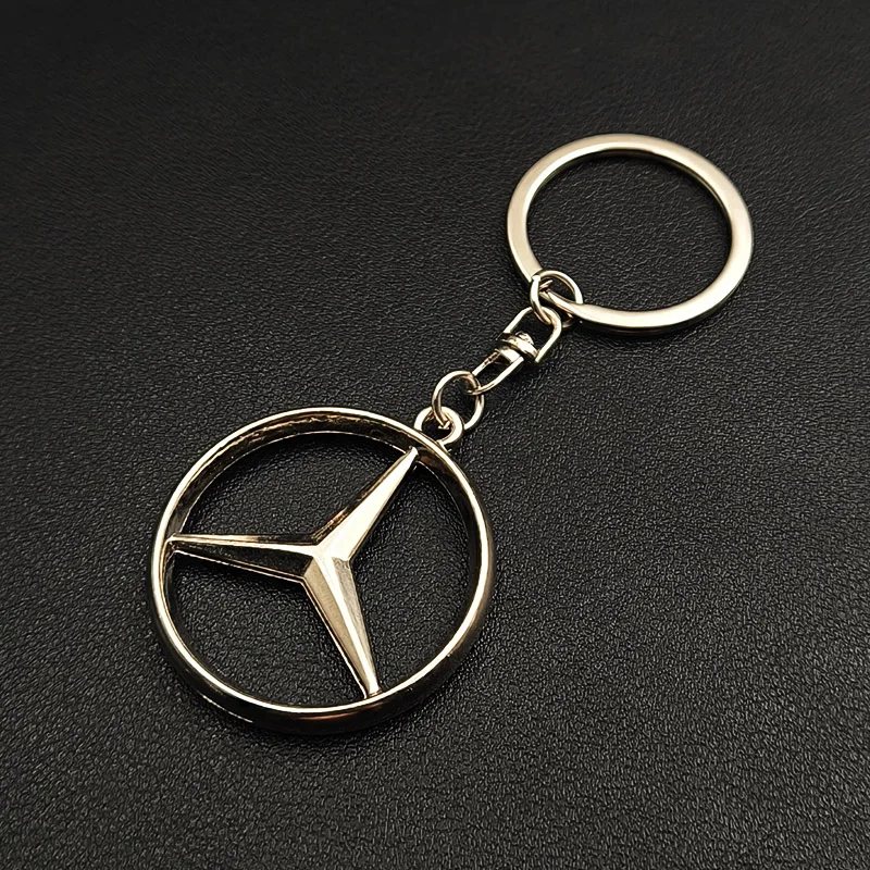 Luxury Metal Leather Logo Keyring Car Keychain For Mercedes A B C E S GLA GLB GLC GLE GLS CLA GLK Class W204 W205 Accessories