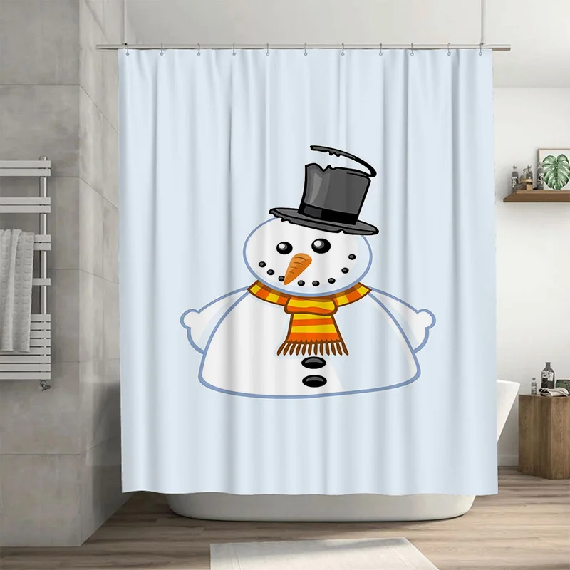 

Tuniu очаровательный снеговик занавеска для душа зимний праздничный декор праздничный набор для ванной комнаты водонепроницаемая ткань
