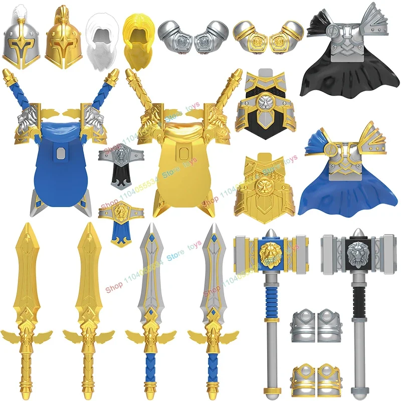 MOC Średniowieczne Topory Tarcze Ciężkie Zbroje Orkiowie Żołnierze Modele DT8905 Klocki Konstrukcyjne Figurki Akcji Lalki Zabawki dla Dzieci