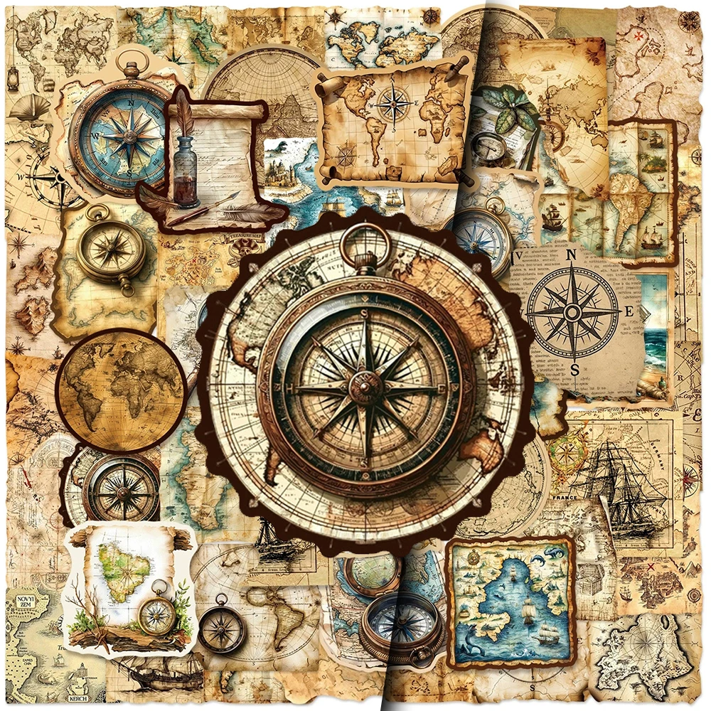 10/30/50 Stück Retro Nautische Weltkarte Reise-Aufkleber Vintage Cartoon Graffiti Sticker Scrapbook Laptop Handy Wasserdichte Aufkleber
