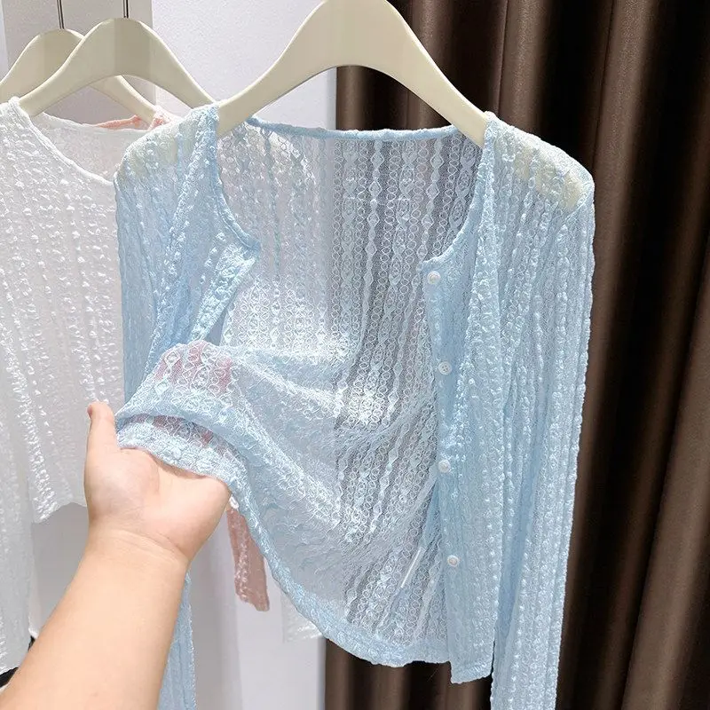 plus Size Lace Sun Protection Shoulder Shawl Women's Spring Summer Outerwear Cover up Netting Air Conditioner Sleeve Top