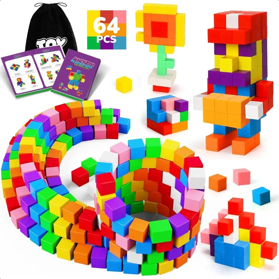 

TOY Life 64 Pcs Magnetic Blocks for Toddlers Age 35 Magnet Blocks Magnetic Building Block for Ages 48 Magnet Block for 35 Presc