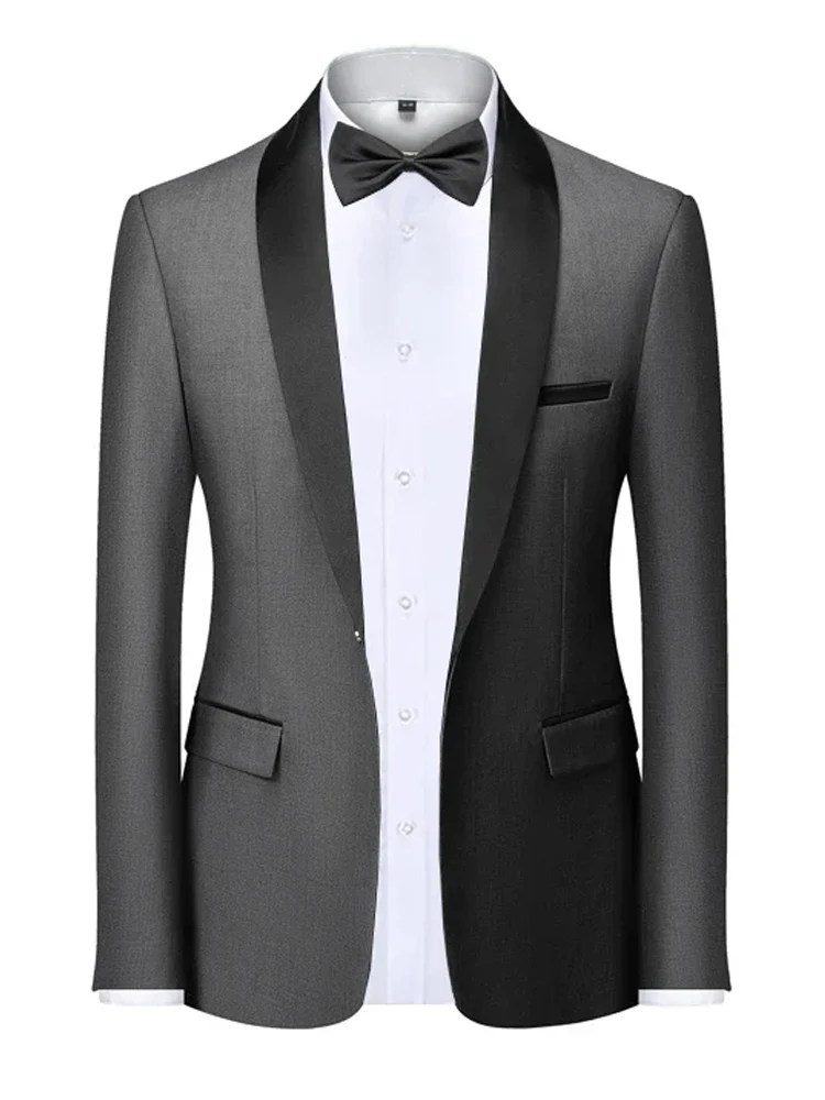 EU-Größe XXS-3XL Herren Schwarzer Slim-Fit Smoking-Jackett Eleganter Satin-Revers-Blazer für Hochzeit Party Abschlussball Formelle Geschäftsveranstaltungen – Detail 5
