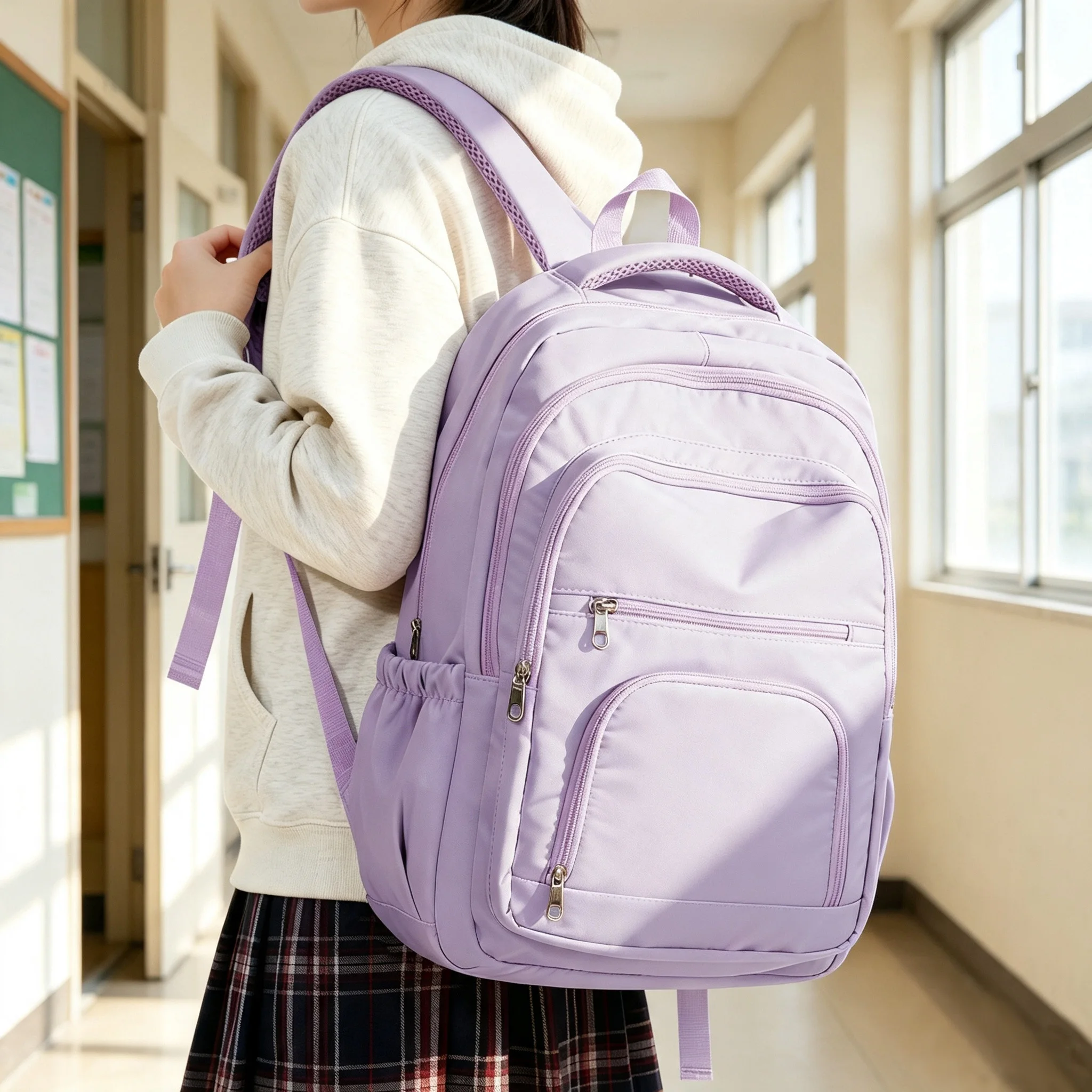 女の子用カジュアルバックパックスクールバッグ、女性用バックパック、多ポケットデザインで学校用に耐久性があり、高校大学ブックバッグにも最適です。