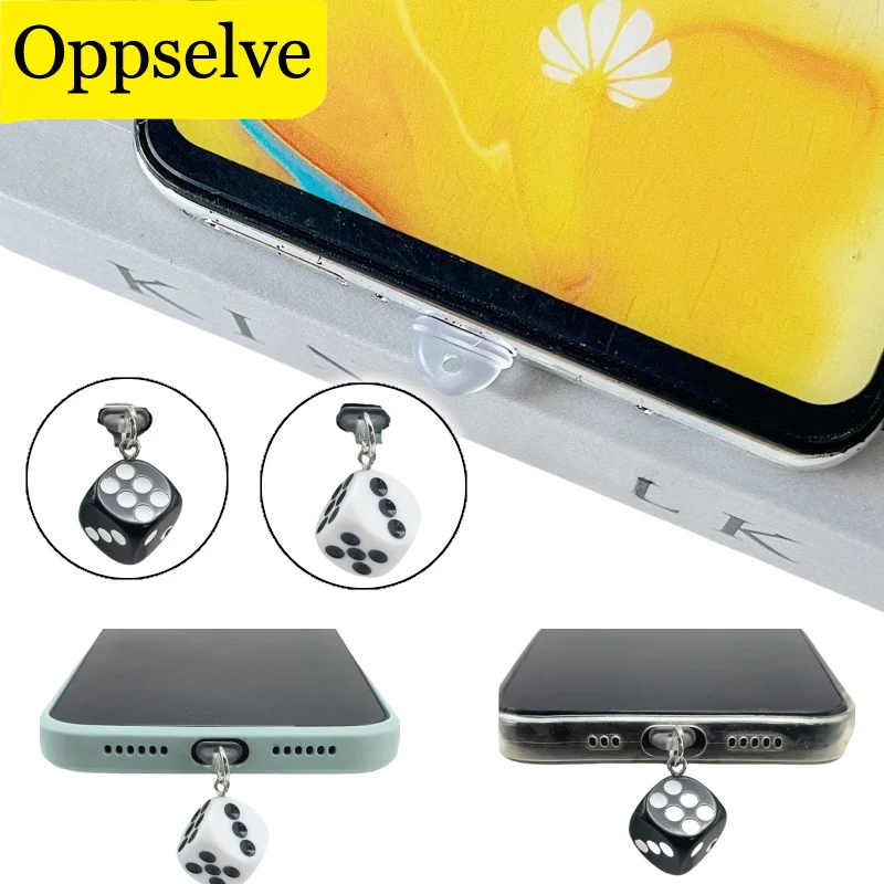 1Pc Creative Dustplugs With Zinc Alloy Dice Pendant For Type-C Apple Phones Charging Port Dust-Proof Protector Phone Accessories