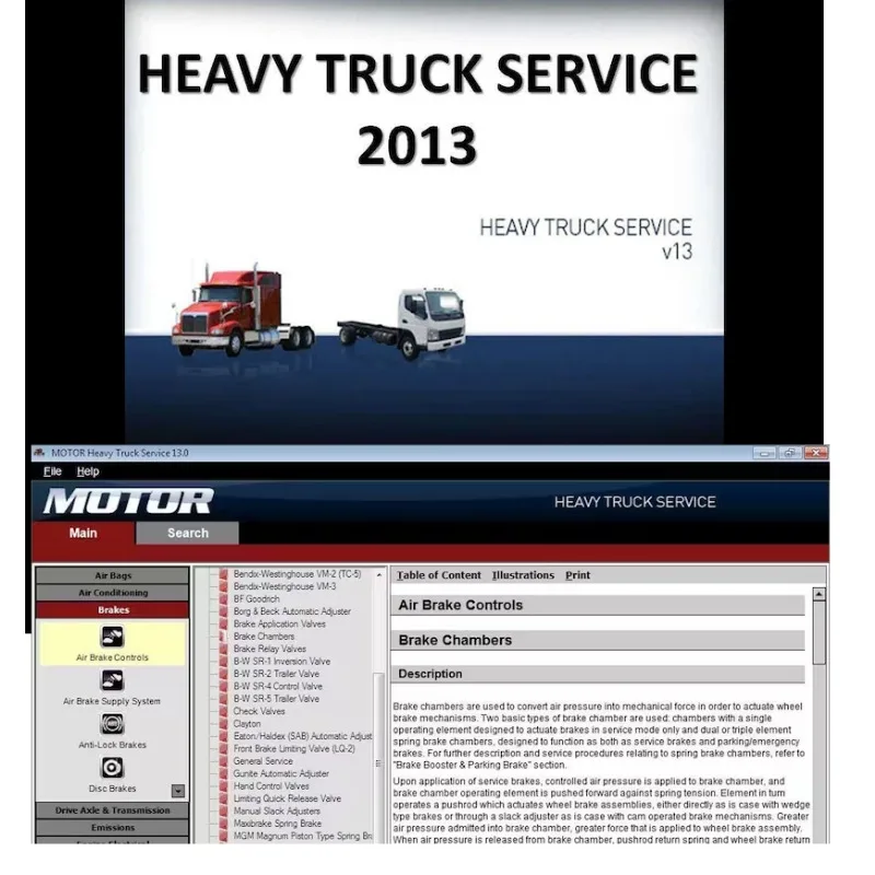 Motor Heavy Trucks Service 2013 Service Manual for Trucks Electrical Wiring Diagram Engine Repair Air Bags  Air Conditioning