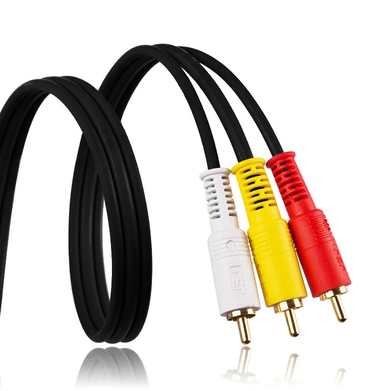 DigiZulu 3RCA Male to 3RCA Male RCA Composite AV Cable 24K Gold Plated OFC for Home Theatre DVD VCD Headphone Audio Video Cable