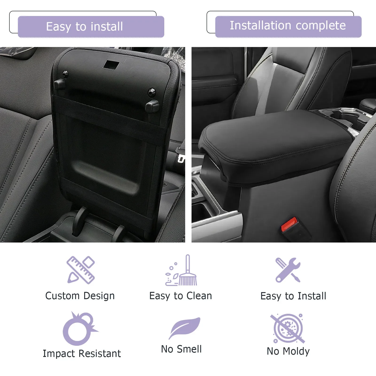 For Ford F-250 F-350 Super Duty 2023-2026 Console Armrest Protective Cover Car Interior Replacement Accessory Cushion Pad view 6