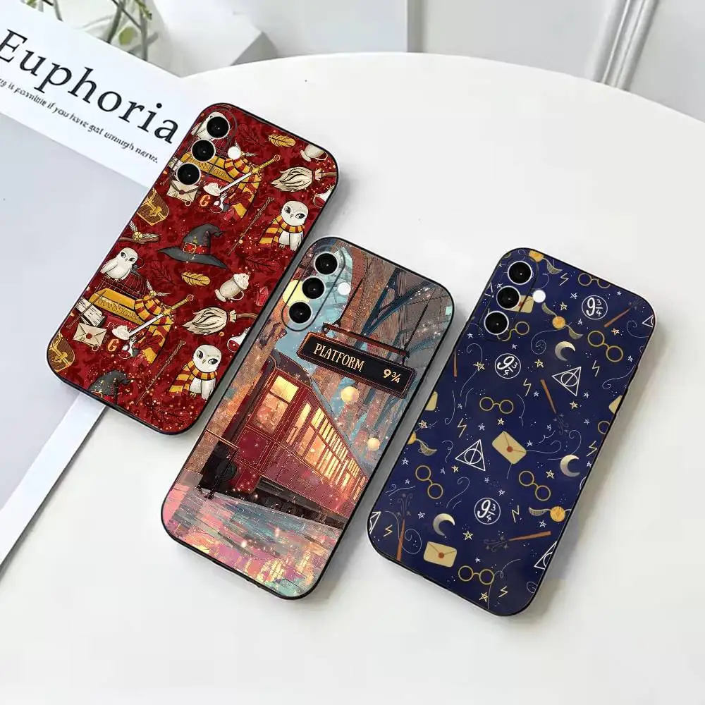 M-Magic H-Harry-es P-Potters W-Wand  Anti-drop Black Soft Silicone Case For Samsung Galaxy A73 A72 A71 A53 A52 A51