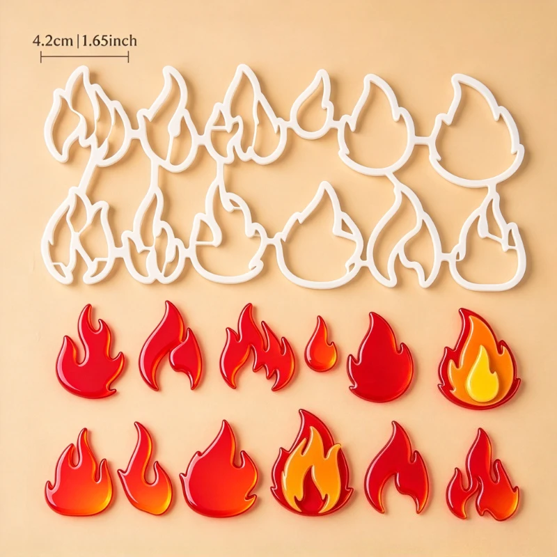 1Set Cartoon Flame Fondant Cutter Set Plastic Fire Shape Cookie Mould For Cake Decoration Pastry Baking DIY Clay Craft Tools