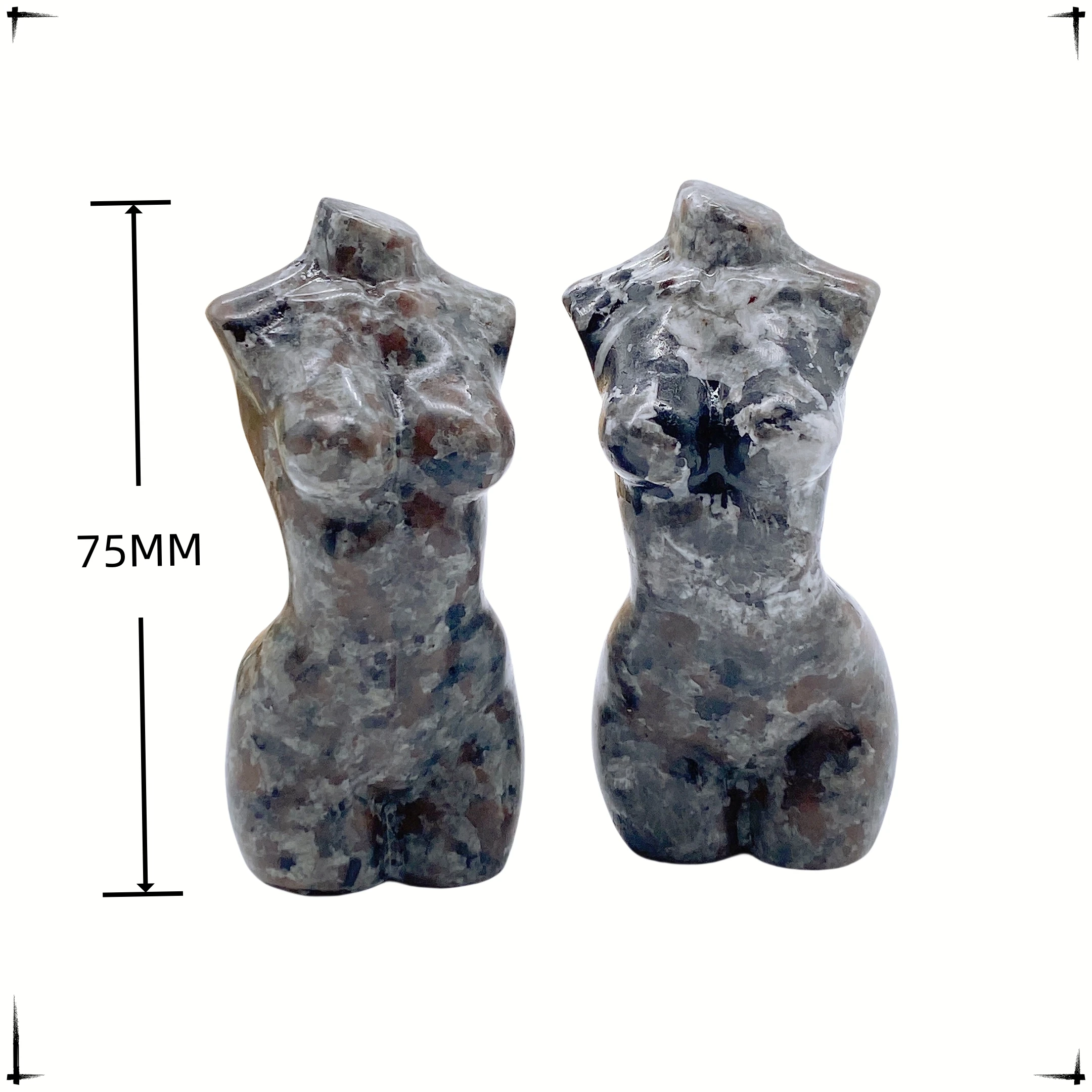 75MM Natural Yooperlite Woman Torso Crystal Goddess Statue Flame Stones Powerful Chakra Energy Spiritual Witchcraft Home Decor