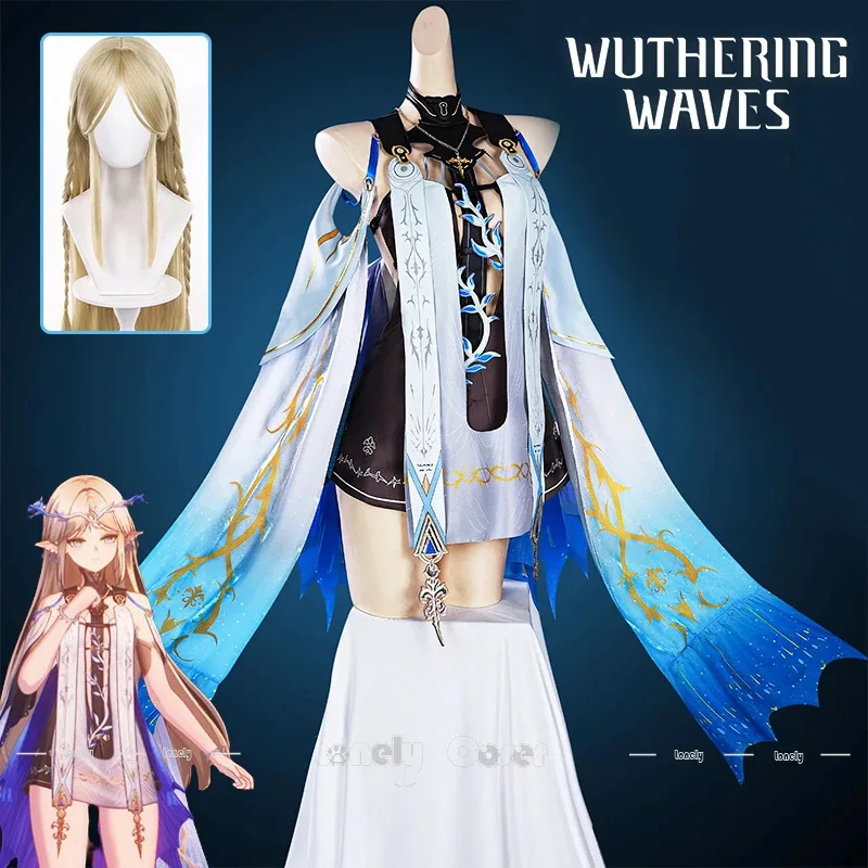 

Лили 123Wuthering Waves Cartethyia Косплей Костюм Парик Экипировка Синее Платье Юбка Реквизит Для Женщин Девочек Fleurdelys Rinascita Party