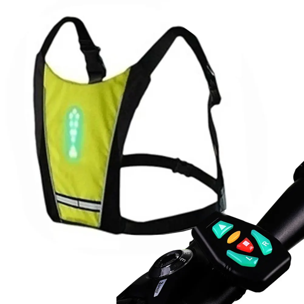 LED Night Cycling Vest Running Walking Turn Signal Vest Led Reflective Vest Warning Direction Backpack with Remote Controller