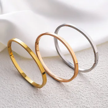 Waterdichte ovale gladde armband minimalistische goud zilver charme sieraden geschenken voor vrouwen groothandel