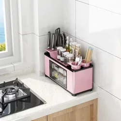 Kitchen Shelves Spice Shelf Combination Set Pink Seasoning Spice Jar Storage Rack