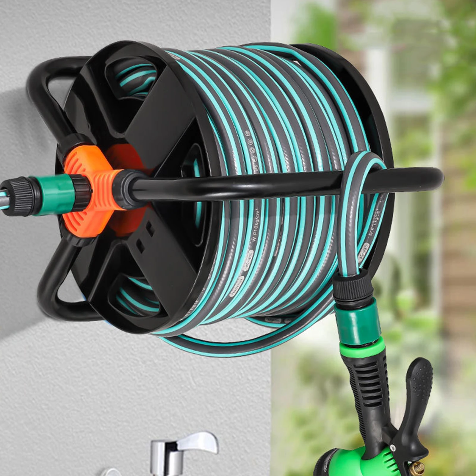 DIY Hose Reel Multi-Purpose Water Pipe Storage Rack Wear Resist Watering Hose Winding Reel for Home Garage Hose Storage