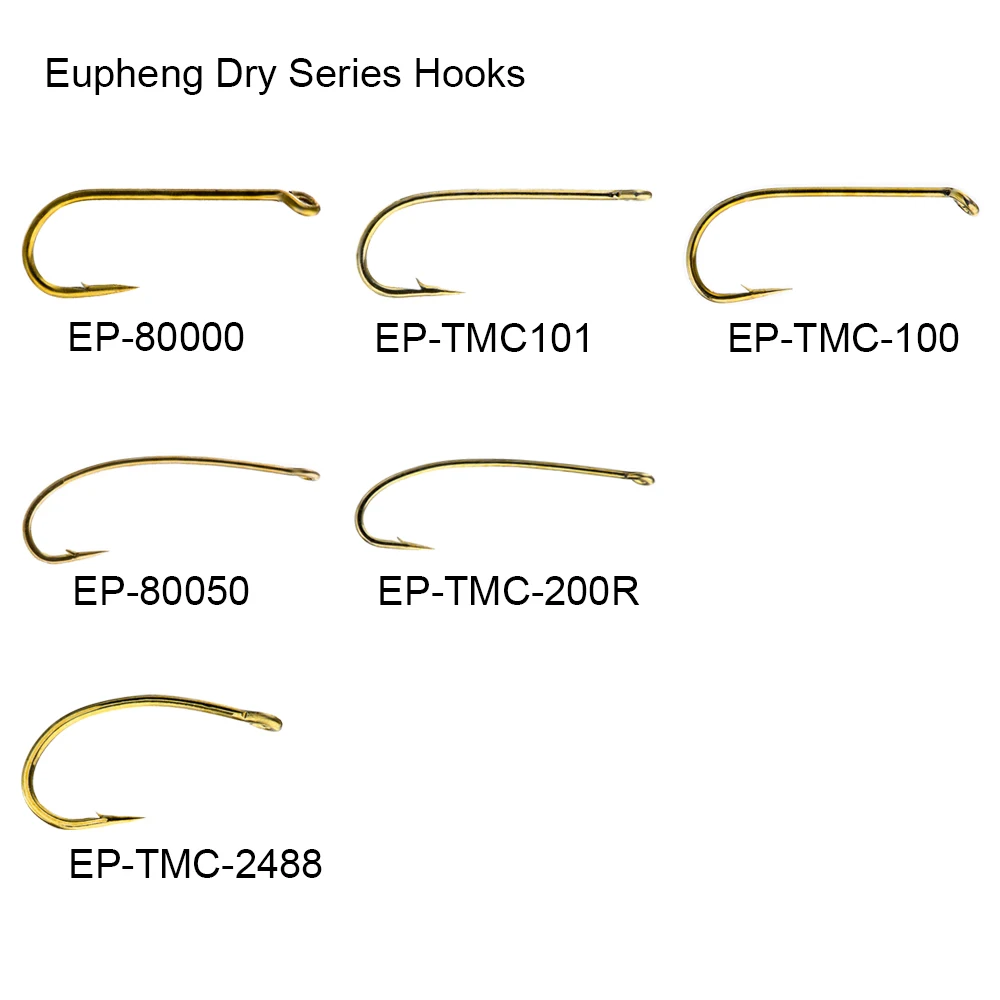 Eupheng 100pcs Standard Nymph Dry&Wet  Fly Fishing Hook Barb Hooks Combo Bronze Color Fly Hook With Barb