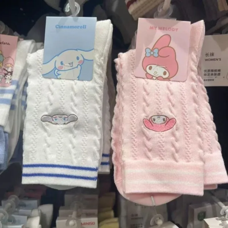 

Kawaii My Melody Hello Kitty Cinnamoroll Sanrio Children Lovely Cartoon Socks Students Comfortable with Mid Calf Socks for Kids