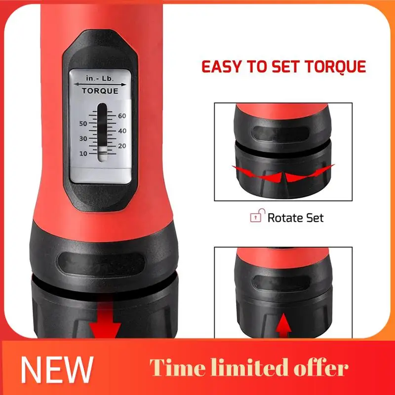 

Preset Adjustable 10-65In.Lb Manual Torque Screwdriver Adjustable Torque Screwdriver Bicycle Repair Tool