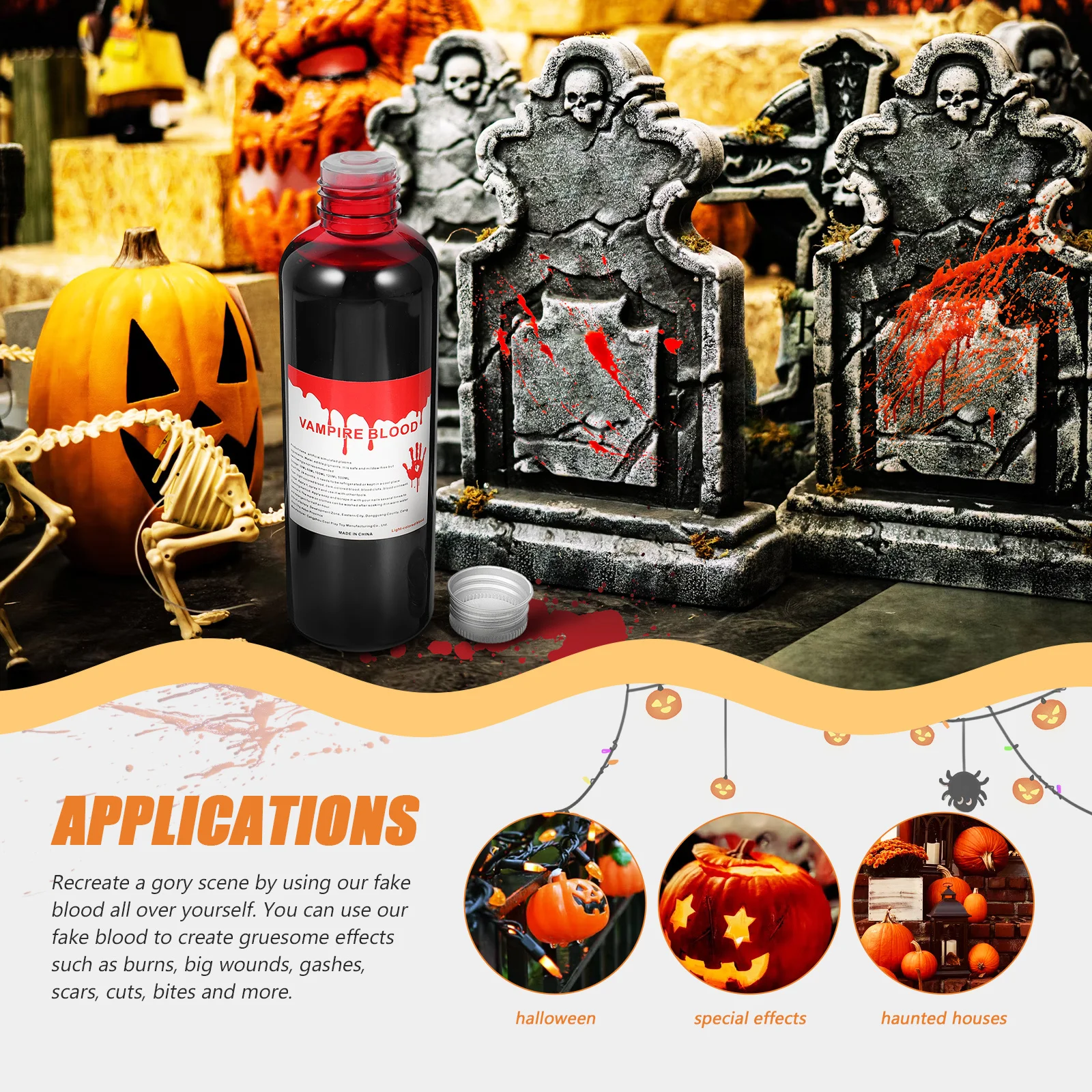 2pcs Fake Blood Plasma Realistic Washable Artificial Blood For Halloween Makeup Zombie Cosplay Props Theater Supplies Party