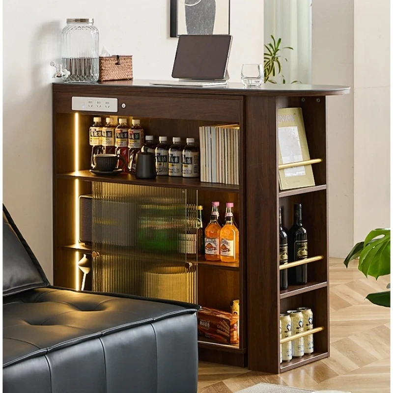 طاولات بار من الخشب الصلب القديم، أثاث المطبخ، خزانة تخزين زجاجية، مصمم نورديك، طاولة عالية للمنزل، طاولة تلسكوبية