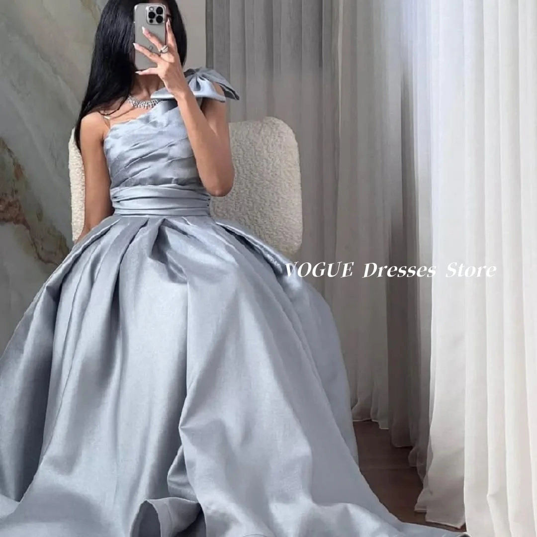 

Saudi Arabia One Shoulder Prom Dresses with Bow Satin Evening Party Dresses فساتين للمناسبات الخاصة فساتين سهرة Customized