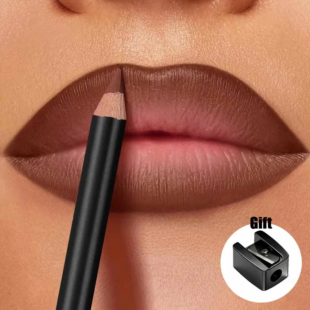 Smoothing Lip Liner Pencil, Waterproof Matte Lip Contour Lipstick, Long Lasting Makeup, Comes With Free Pencil Sharpener