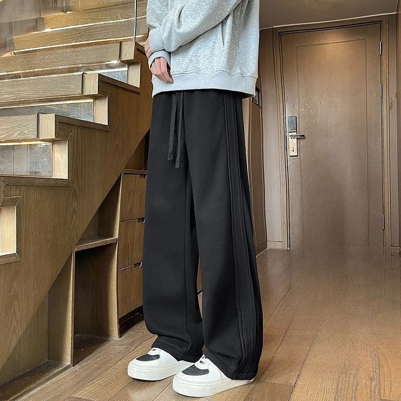 Unisex Loose Straight Leg Sweatpants Casual Wide Leg Sports Trousers Korean Style Joggers for Men Women