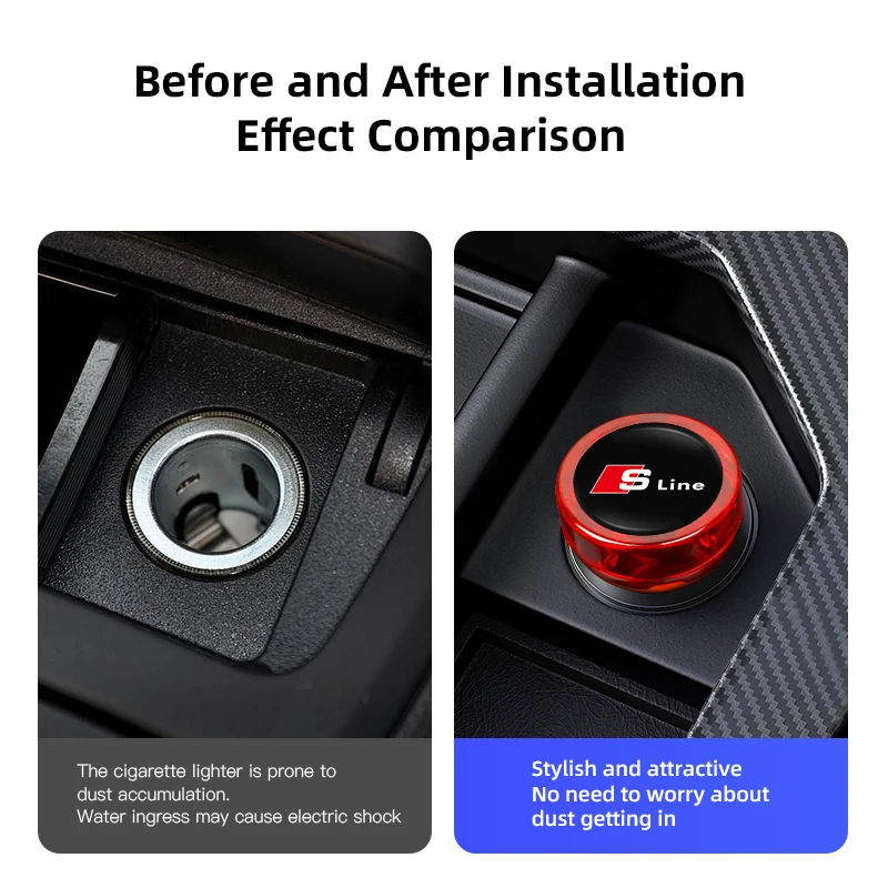 Car Cigarette Lighter Cover Car Accessories For Audi Sline A3 A4 A5 A6 A7 A1 A2 A8 Q1 Q2 Q3 Q4 Q5 Q6 Q7 Q8 TT RS3 S5 B8 Quattro - view 3