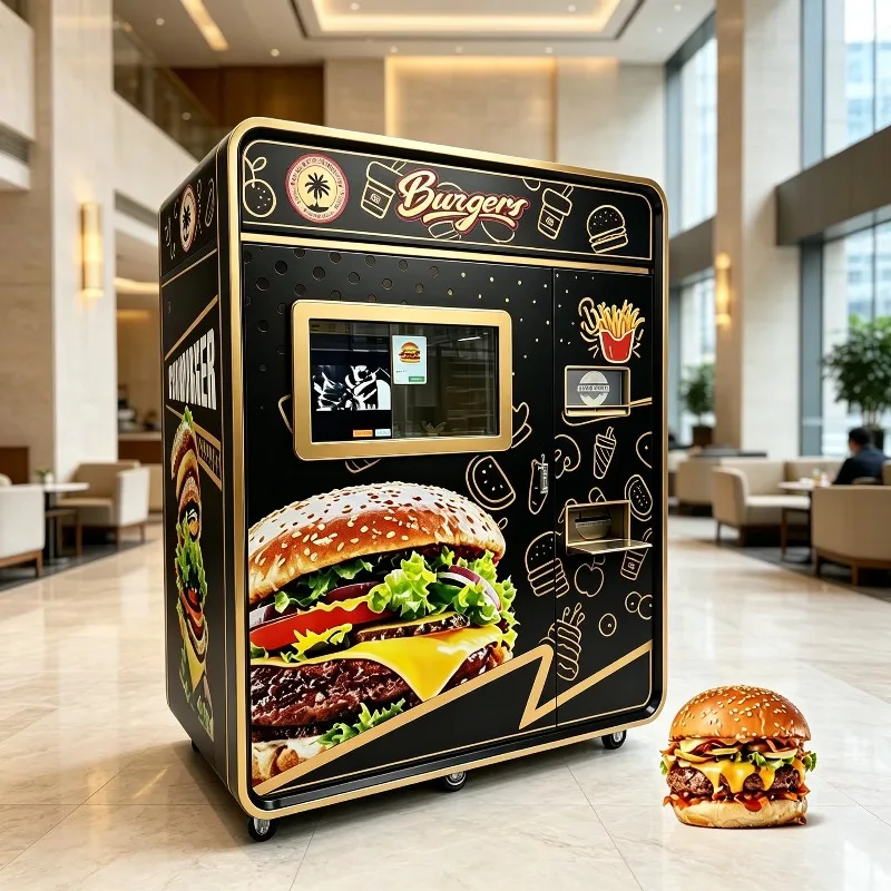 Automatic hamburger vending machines, heated hot food fast food vending machines, commercial hamburger vending equipment