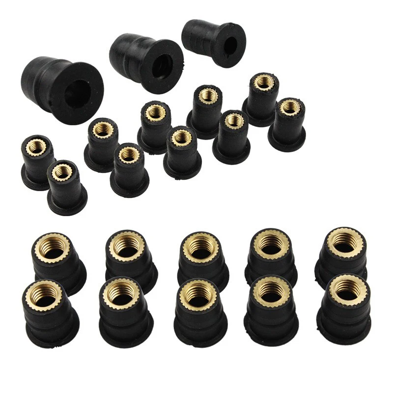 10Pcs Motorcycle M4 M5 M6 Metric Rubber Well Nuts Windshield Rivet Nut Crews Bolts Accessories For Honda Suzuki Yamaha Kawasaki