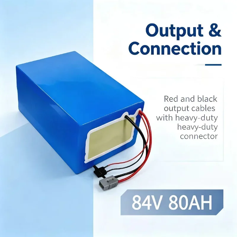 84V 80Ah/100Ah Li-ion Battery Pack, Built-in Smart BMS with Bluetooth APP, 10A Charger Combo. Rechargeable Lithium Power Battery