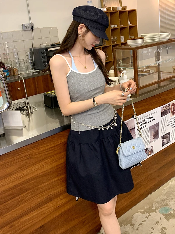 Gilet con cinturino con spalle scoperte dal design sexy per ragazza Abbigliamento estivo da donna all'aperto con imbottitura interna per il petto Top Bal Svel