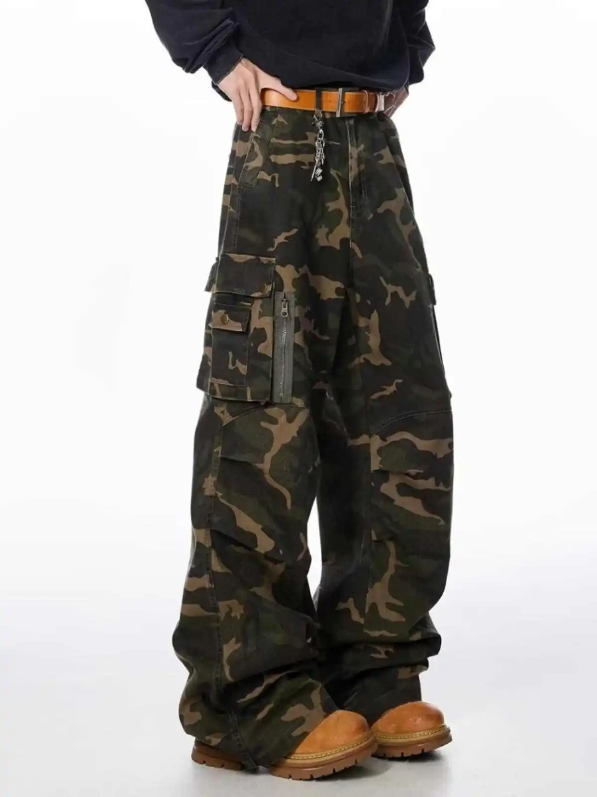 

Женские камуфляжные джинсы-карго Y2k Harajuku 90-х годов, винтажные мешковатые джинсовые брюки в стиле хип-хоп, джинсы большого размера в японском стиле 2000-х годов